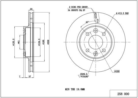 HART Bremžu diski 258 000 258 000 Bremžu disks VOLVO 460 L HART