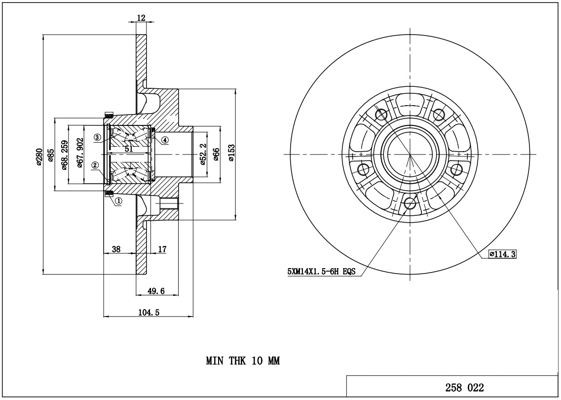HART Bremseskive 258 022 Skive HART Fiat BARCHETTA 258 022