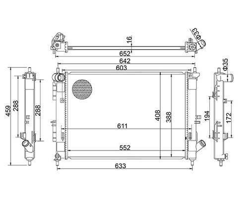HART Radiaator, mootorijahutus 641 304 641 304 Mootori radiaator HYUNDAI i30 HART