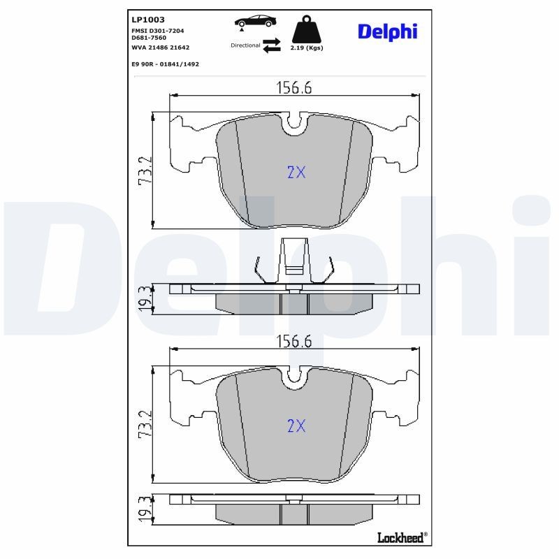 DELPHI Bremseklosser LP1003 Sportsbremseklosser DELPHI Z3 LP1003 billige