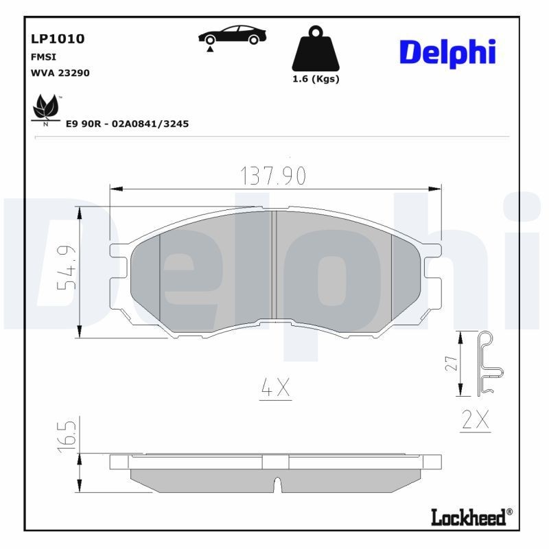 DELPHI Bremsbeläge LP1010 Sportbremsbeläge DELPHI Mitsubishi GALANT LP1010
