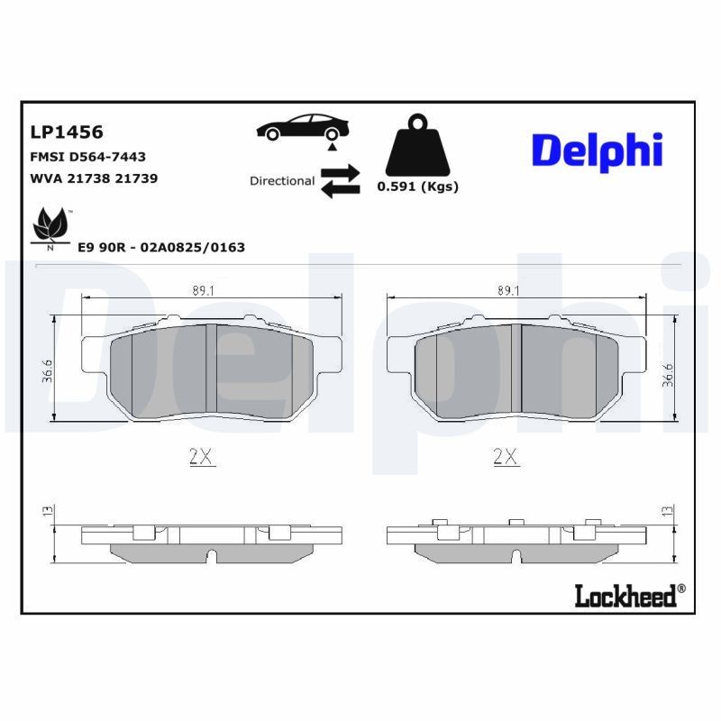 DELPHI Bremseklodser LP1456 DELPHI LP1456 Bremseklods Honda CRX Targa billig
