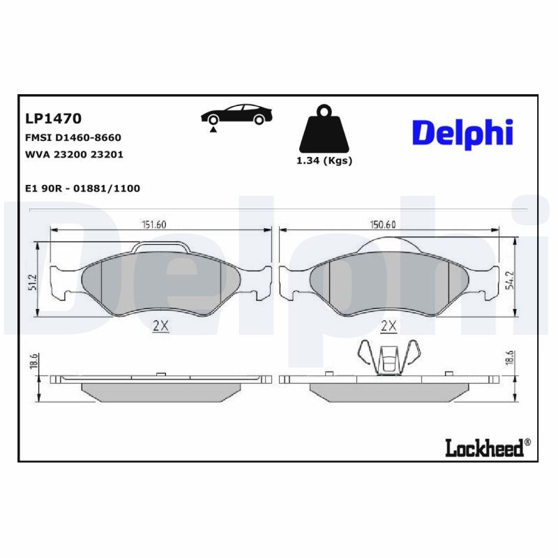 DELPHI Piduriklotsid LP1470 DELPHI LP1470 Pidurikattekomplekt, ketaspidur Ford Escort Classic Turnier ANL odav