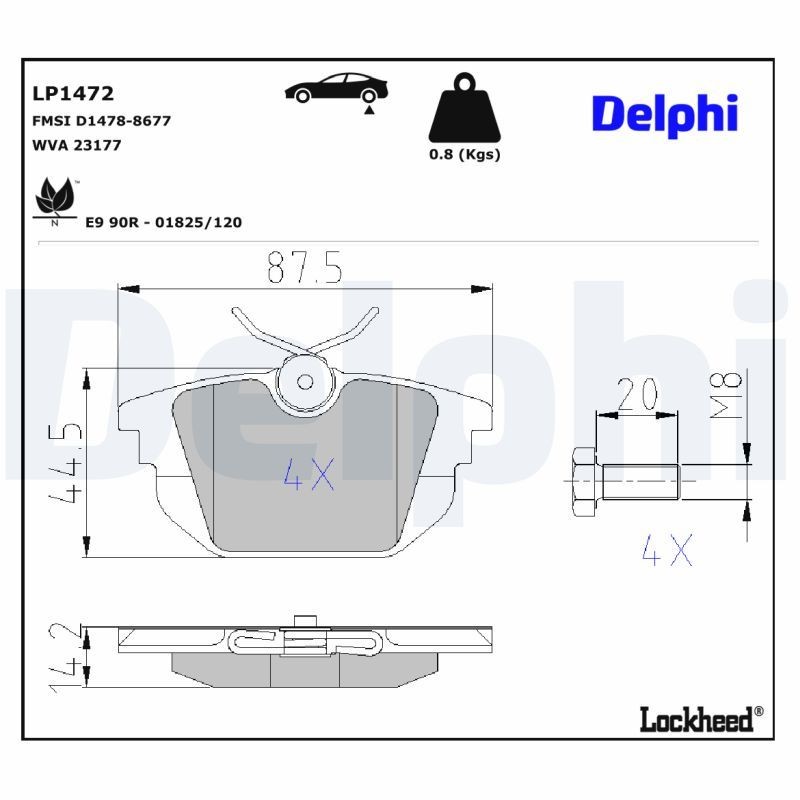 DELPHI Bremseklodser LP1472 DELPHI LP1472 33 Sportwagon (907B) Klodser originale pris