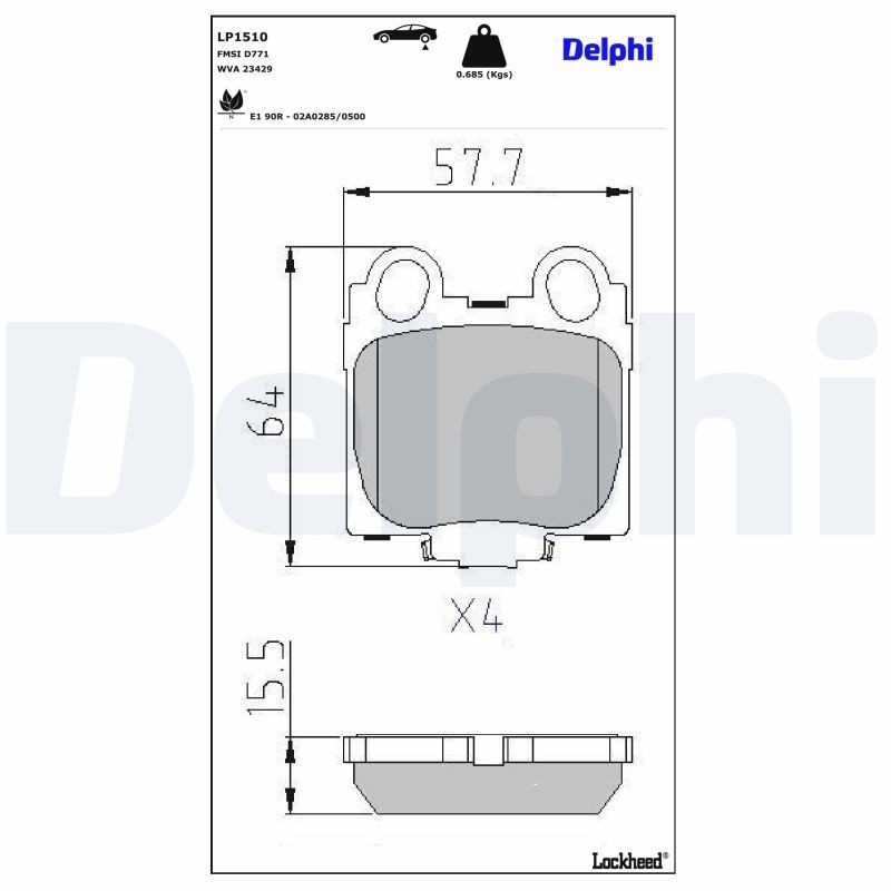 Plaquettes de frein DELPHI LP1510 DELPHI LP1510 Jeu de plaquettes de frein LEXUS GS 2002