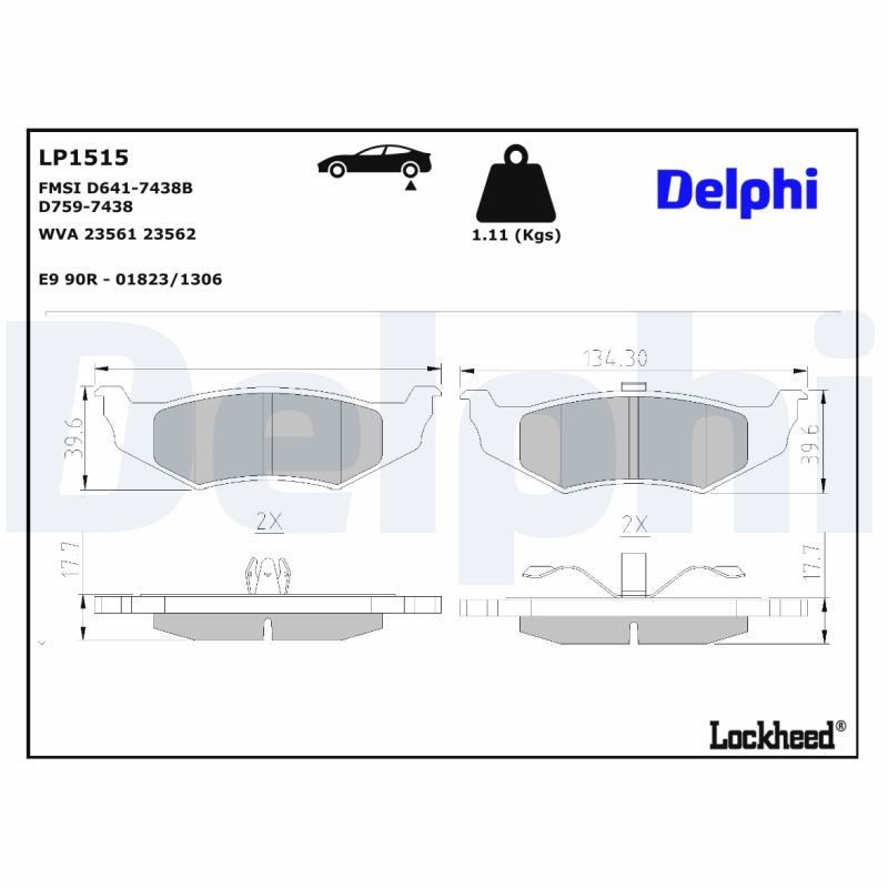 DELPHI Bremseklodser LP1515 DELPHI LP1515 Bremseklodser CHRYSLER Cirrus Sedan 2.5 LX 163 HK 1995