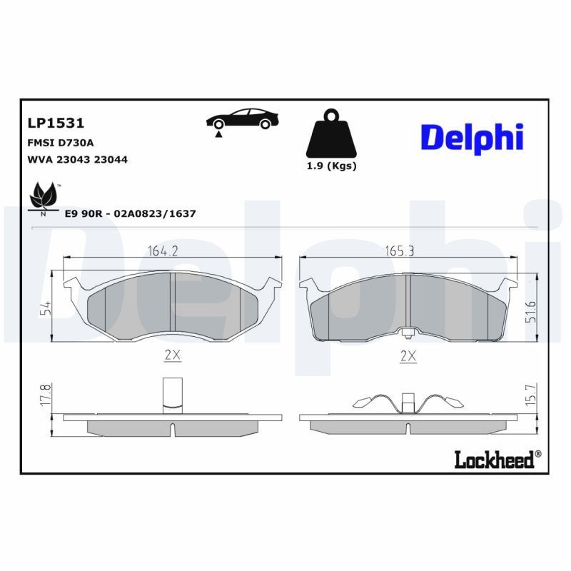 DELPHI Plaquettes de frein LP1531 DELPHI LP1531 Plaquette de frein sport PLYMOUTH Neon Berline pas cher
