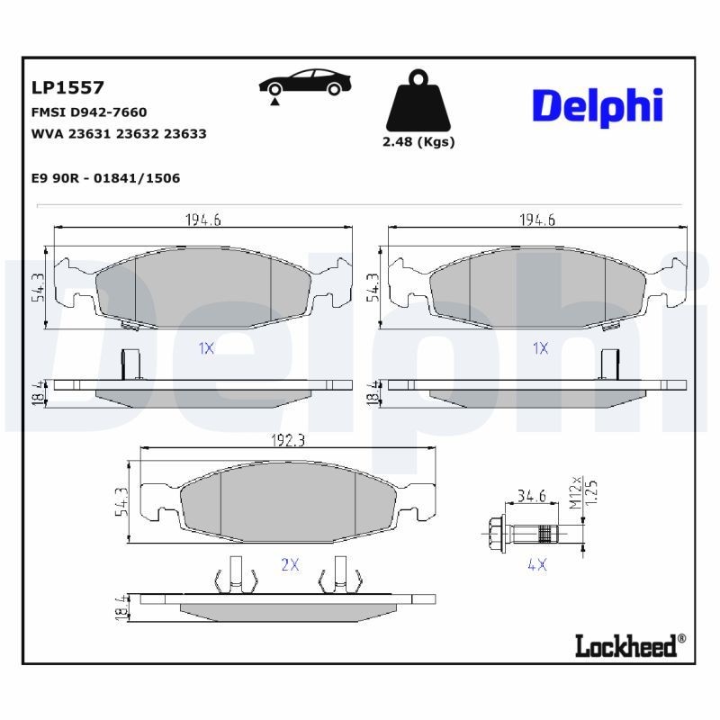DELPHI Remblokken LP1557 DELPHI LP1557 Remblokken JEEP Cherokee II (XJ) 4.0 178 Pk 1986