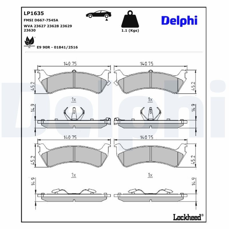 DELPHI Bremžu kluči LP1635 Bremžu kluči DELPHI GRAND CHEROKEE LP1635 lēti