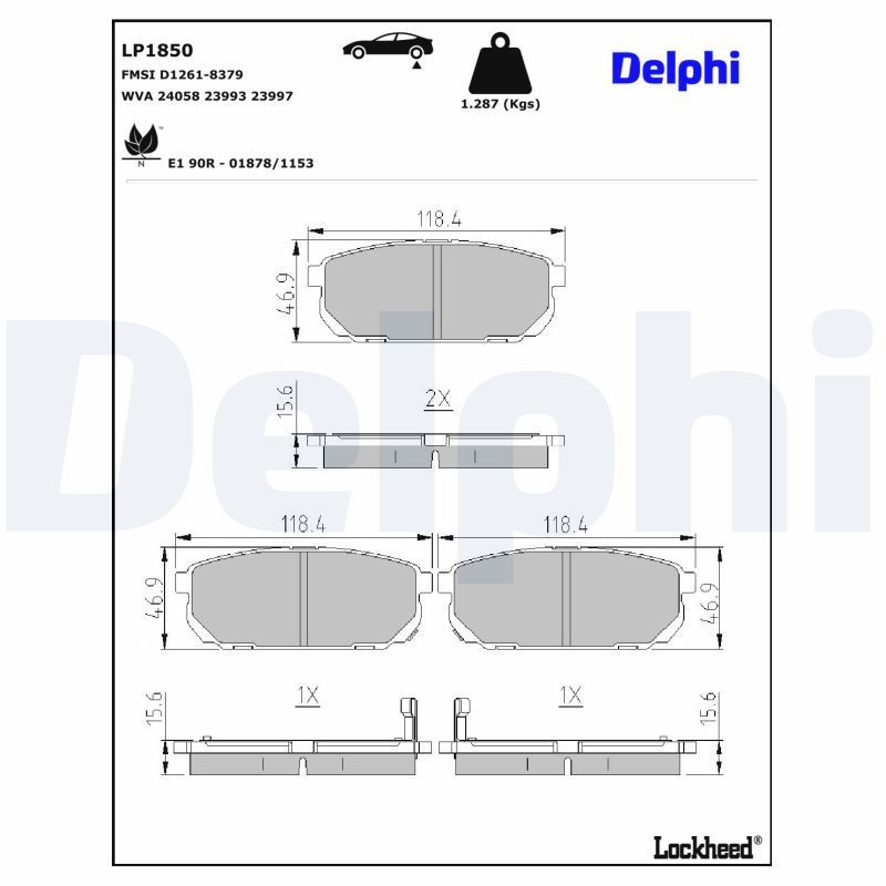 DELPHI Bremsbeläge LP1850 Bremsklötze DELPHI Kia PICANTO LP1850