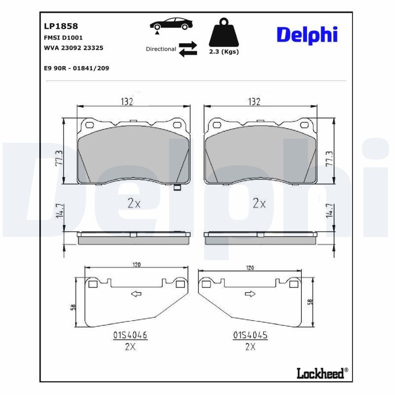 DELPHI Bromsbelägg LP1858 LP1858 DELPHI belägg SUBARU XV