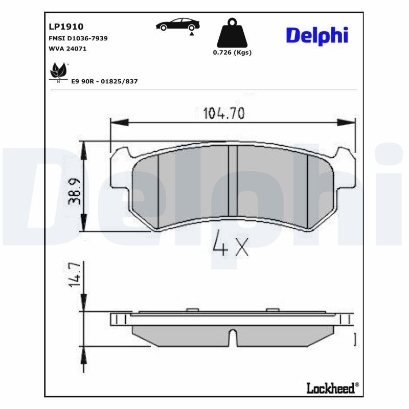 DELPHI Kit pastiglie freni LP1910 DELPHI LP1910 Pastiglie Chevrolet Nubira Sedan prezzo