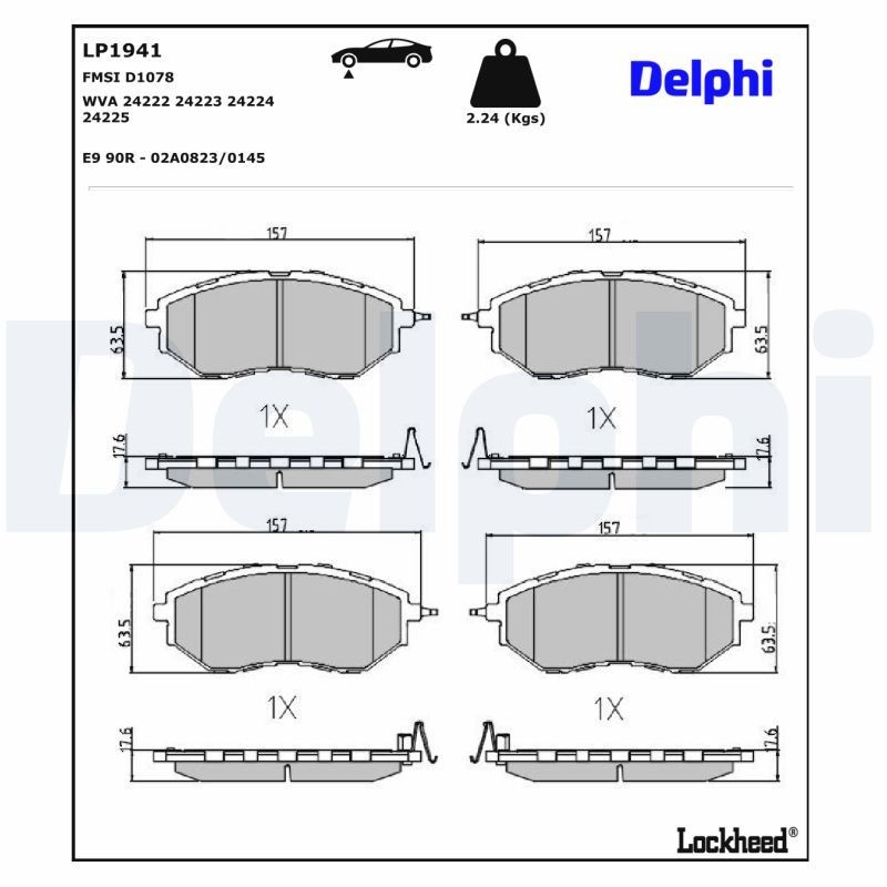 Remblokken DELPHI LP1941 DELPHI LP1941 Remblokkenset voor schijfrem SUBARU LEVORG 2018