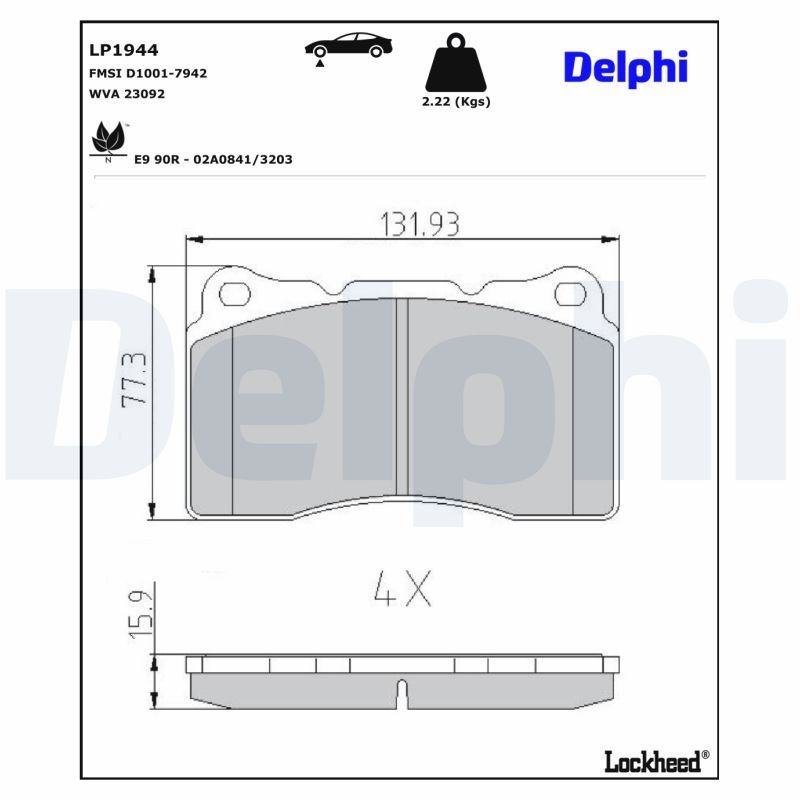 DELPHI Plaquettes de frein LP1944 LP1944 Plaquette de frein sport VOLVO S80 DELPHI