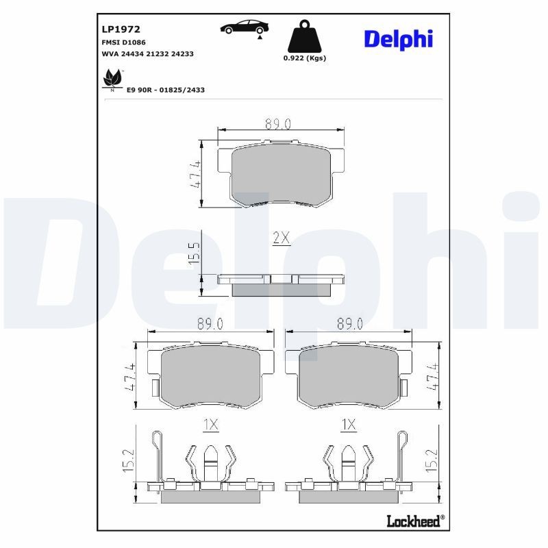 DELPHI Brzdové doštičky/platničky LP1972 DELPHI LP1972 Brzdová platnička Crosstour (TF1/2) cena