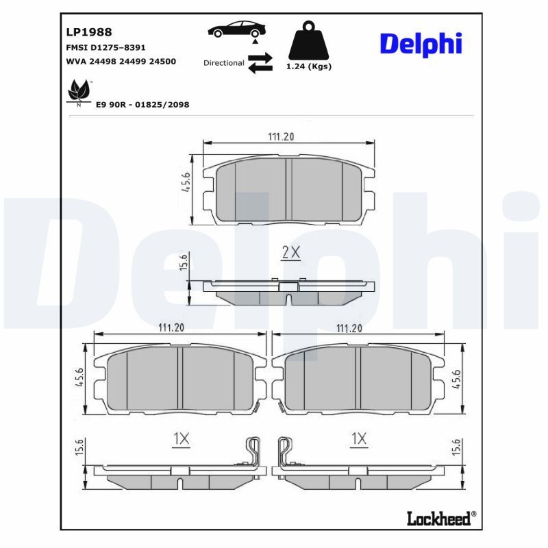 Brake pad set DELPHI LP1988 DELPHI LP1988 Vauxhall ANTARA 2010 Brake pad set price