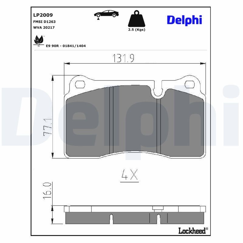 Brake pad set DELPHI LP2009 DELPHI LP2009 Brake pads Aston Martin VANTAGE 2011