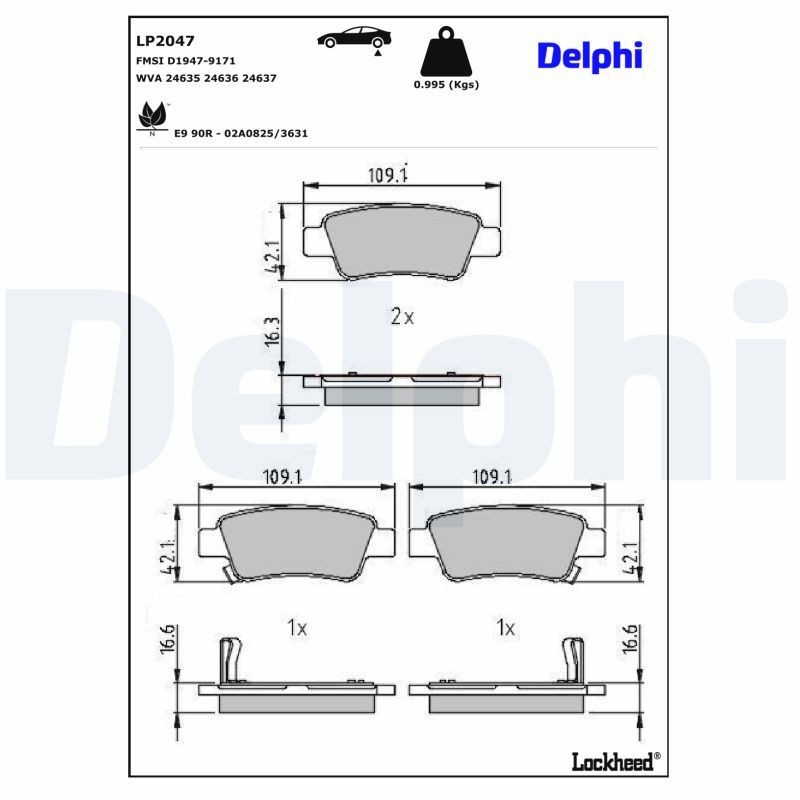DELPHI Plaquettes de frein LP2047 Kit de plaquettes de frein DELPHI JAZZ LP2047 pas cher