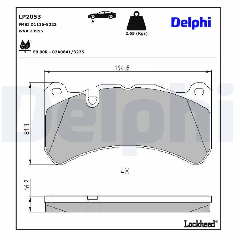 DELPHI Bremseklosser LP2053 DELPHI LP2053 Bremsebelegg Maserati Quattroporte V billige