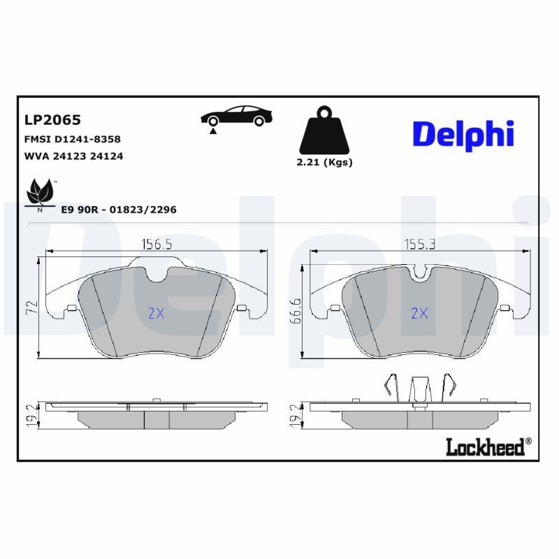 Brake pad set DELPHI LP2065 DELPHI LP2065 1999 JAGUAR S-TYPE brake pads replacement