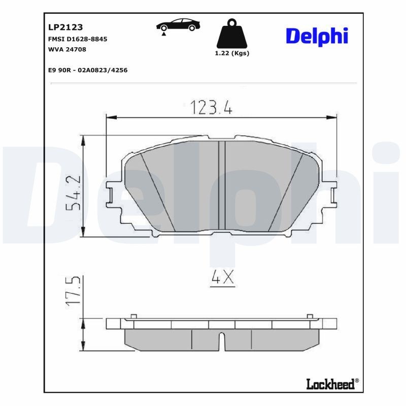 DELPHI Bromsbelägg LP2123 DELPHI LP2123 bromsklossar Yaris III Skåpbil (XP13) pris