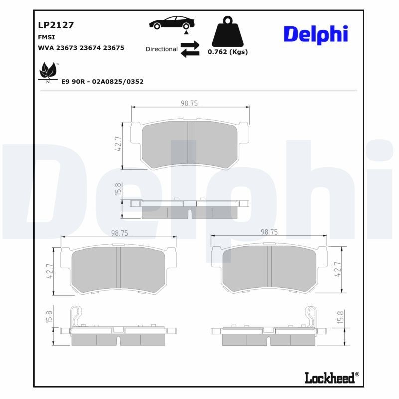 Remblokken DELPHI LP2127 DELPHI LP2127: Remblok SsangYoung MUSSO 2002