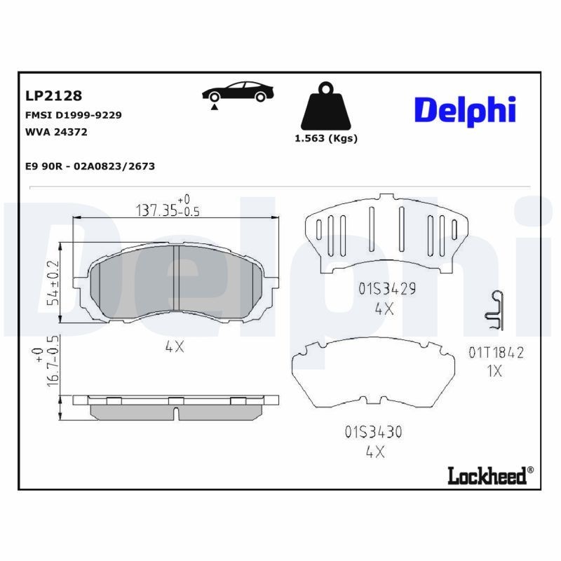 DELPHI Bremseklosser LP2128 LP2128 Sportsbremseklosser DELPHI SUBARU FORESTER
