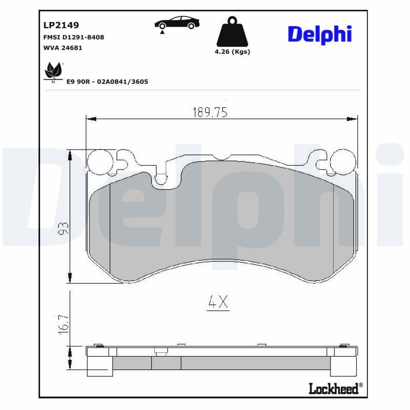 DELPHI Brake pad set LP2149 MERCEDES-BENZ CLS DELPHI brake pads LP2149
