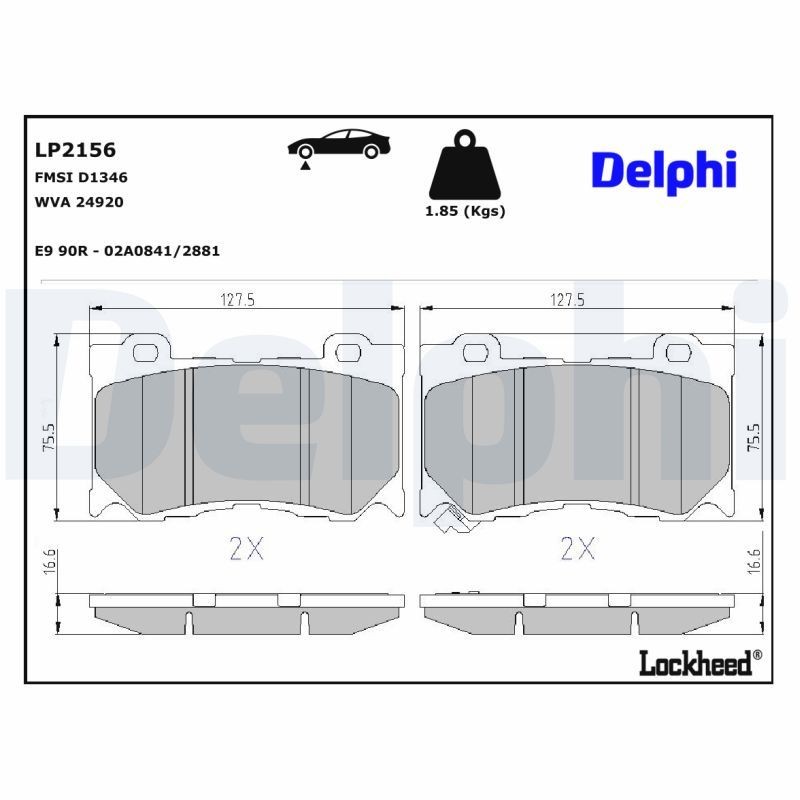 Bremseklodser DELPHI LP2156 DELPHI LP2156: Klodser Nissan 370 Z 2018