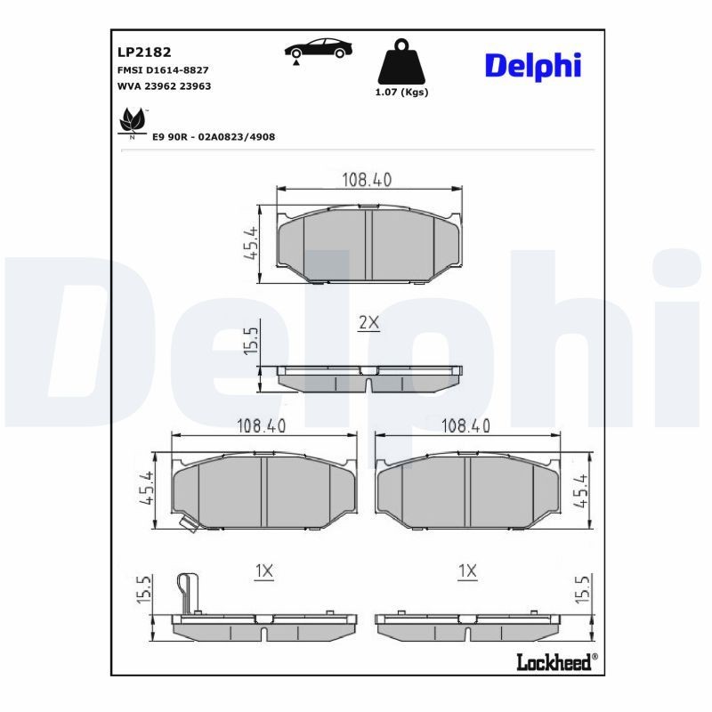 DELPHI Bremseklosser LP2182 DELPHI LP2182 Bremseklosser SUZUKI Swift II Hatchback (EA, MA) 1.6 4x4 (SF 416) 92 hk 1990