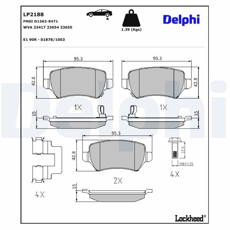 DELPHI Τακάκια φρένων LP2188 DELPHI LP2188 Αγωνιστικά τακάκια Astra F Classic Sedan (T92) τιμες