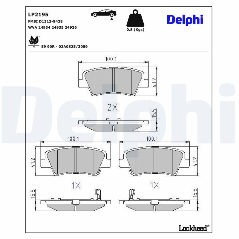 DELPHI Bremsbeläge LP2195 Bremsbeläge DELPHI Kia PICANTO LP2195