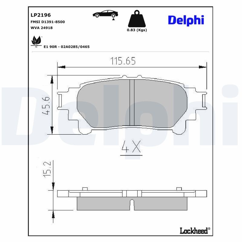 Brake pad set DELPHI LP2196 DELPHI LP2196 2025 TOYOTA PRIUS brake pads replacement