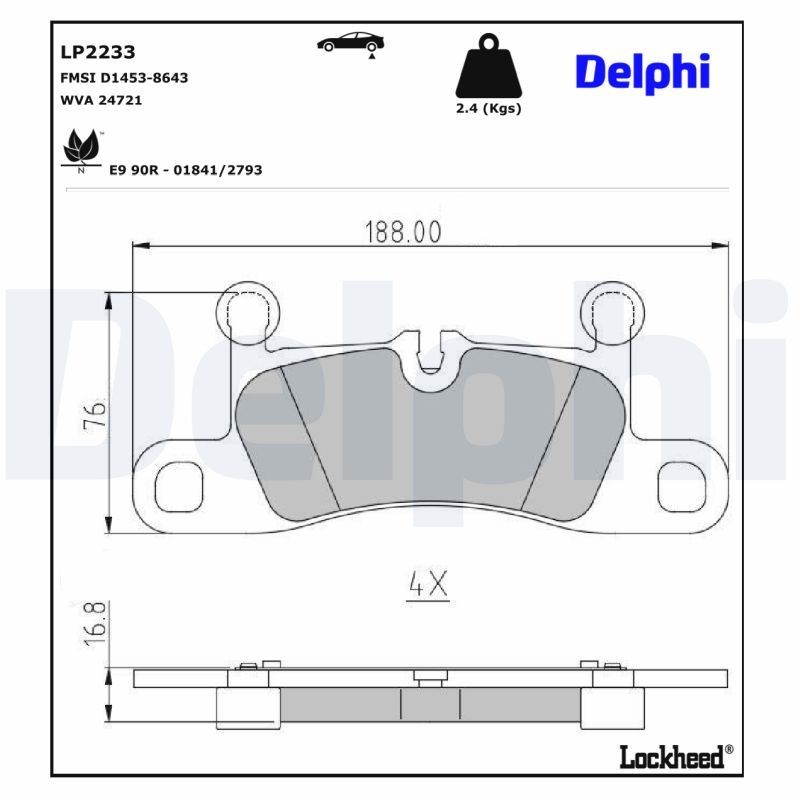 DELPHI Bremseklodser LP2233 Sports bremseklodser DELPHI 718 LP2233 billig