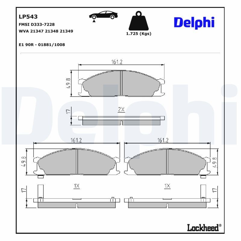 DELPHI Piduriklotsid LP543 DELPHI LP543 originaal Piduriklotsid Pick Up (720) hind