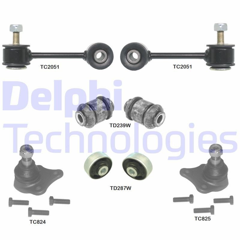 DELPHI Σετ επισκευής, ανάρτηση τροχών TC1970KIT DELPHI TC1970KIT Σετ επισκευής ψαλίδι ID.5 (E39) τιμες