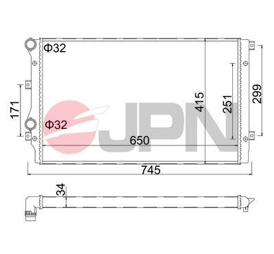 Radiateur JPN 60C9003-JPN JPN 60C9003-JPN Koelmodule Volkswagen TIGUAN 2011