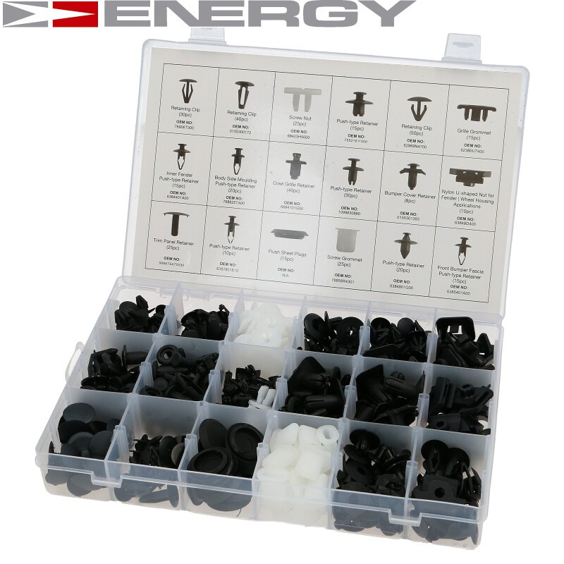 ENERGY Fiksējošo skavu komplekts, Virsbūve NE00757 NE00757 Apdare, miglas lukturis ENERGY VOLVO V40 Universālis