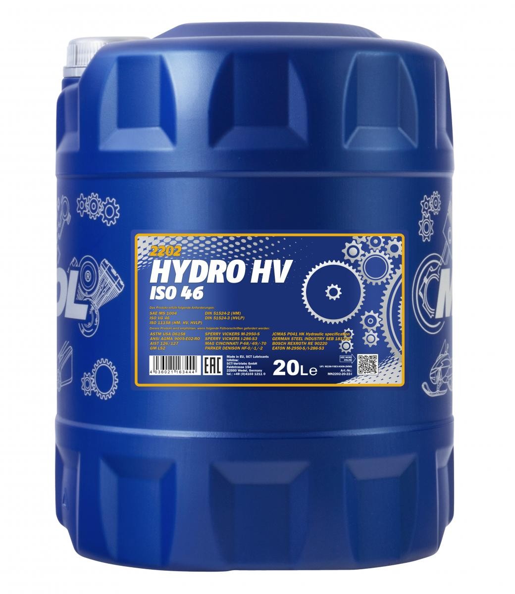 MANNOL Olio sistema idraulico sentrale MN2202-20 MN2202-20 Hydro HV ISO 46 costo Olio idraulico CITROËN XM MANNOL