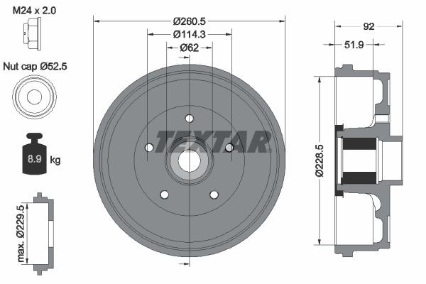 TEXTAR Bremstrommel 94047500 94047500 Bremstrommeln RENAULT SCÉNIC TEXTAR kaufen