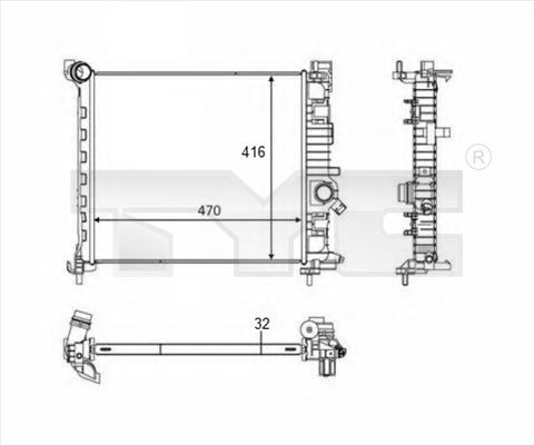 TYC Kühler, Motorkühlung 725-0050-R 725-0050-R TYC MINI Kühler