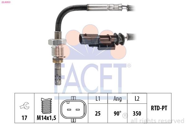FACET Avgastempgivare 22.0353 22.0353 FACET egt-sensor Fiat PANDA