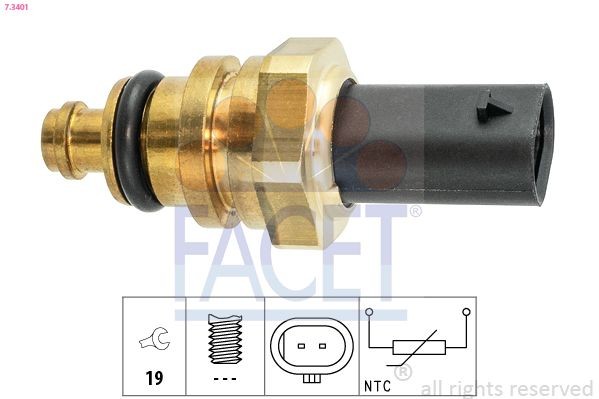 FACET Sensor, motortemperatur 7.3401 Kjølevæsketemperatursensor FACET 240 7.3401 billige