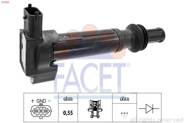 FACET Ignition coil 9.6520 SKODA FACET spark plug coil 9.6520