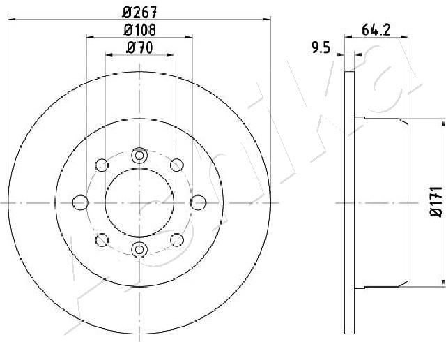ASHIKA Δισκόπλακα 61-00-0235C ASHIKA 61-00-0235C Δισκόπλακα ALFA ROMEO Spider (115) 1600 (11507) 109 PS 1979