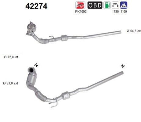 Catalizzatore AS 42274 AS 42274 costo Catalizzatore Volkswagen TIGUAN 2022