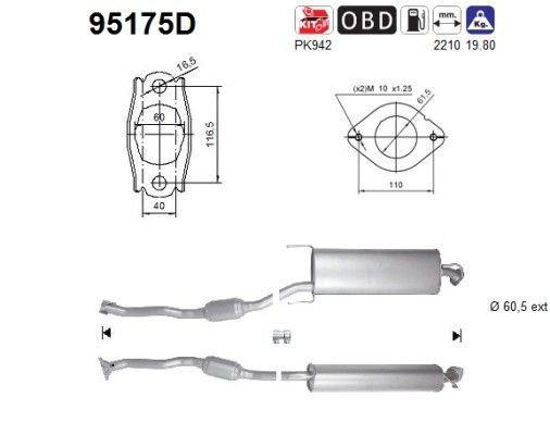 AS Katalizators 95175D AS 95175D Katalizators TOYOTA RAV4 IV SUV (XA40) par izdevīgu cenu