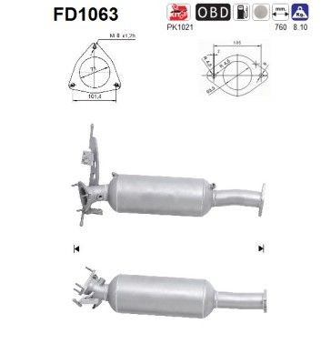 Partikkelfilter AS FD1063 AS FD1063 Dieselpartikkelfilter VOLVO V70 2021
