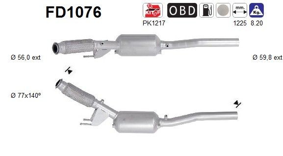 Hiukkassuodatin AS FD1076 AS FD1076: DPF Lexus IS 2014