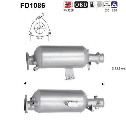 AS Partikelfilter (DPF) FD1086 AS FD1086 partikelfilter TOYOTA AYGO